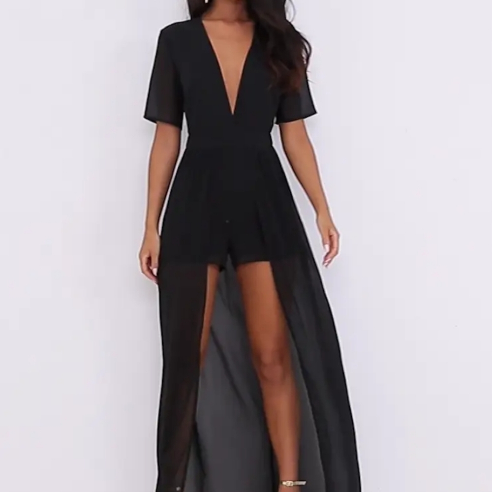 Black Maxi Overlay Romper